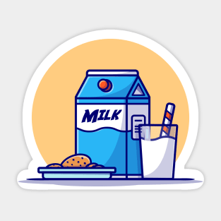 Milk And Cookies Cartoon Vector Icon Illustration Sticker